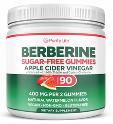 Purify Life Sugar-Free Berberine Gummies - with Ceylon Cinnamon, Milk Thistle & Apple Cider Vinegar - No More Capsules or Pills
