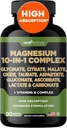 Gade Nutrition Magnesium Complex 10 in 1 - Glycinate, Citrate, Malate, Oxide, Taurate, Aspartate, Gluconate Ascorbate Lactate Carbonate Zinc Copper Manganese & Vitamins (90 Count (Pack of 1))