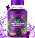 Sea Moss Gummies & Elderberry - Vitamin C + Zinc – Extra Strength Immune & Thyroid Support Booster Gummy Bears for Kids & Adults - 60 Seamoss Gummies - Made in The USA