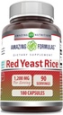 Amazing Formulas Red Yeast Rice 1200mg Per Serving Capsules Supplement | Non-GMO | Gluten Free | Made in USA (180 Count)