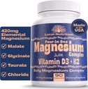 4-in-1 Magnesium Complex 420mg with Vitamin D3 K2 - Premium Magnesium Supplement with Magnesium Malate, Bisglycinate (Glycinate), Taurate, and Chloride - 90 Capsules Made in The USA