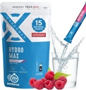 Hydromax Electrolyte Drink Mix – Raspberry 15 Liquid Packets with Potassium & Magnesium – Zero Sugar, Keto & Vegan Electrolytes for Rapid Hydration & Recovery Supplement