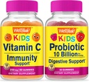 WellYeah Vitamin C Kids + Probiotics 10B Kids, Gummies Bundle - Great Tasting, Vitamin Supplement, Gluten Free, GMO Free, Chewable Gummy