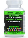 Sea Moss Supplement Blend with Black Seed Oil Ashwagandha Turmeric Bladderwrack, Burdock & Vitamin C & D3 with Elderberry Manuka Dandelion Yellow Dock Iodine