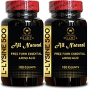 L-LYSINE 500 mg Essential Amino Acid - Supports Energy Formation Free Form Dietary Supplement Essential Amino Acid L-Lysine Hydrochloride - 2 Bottles 200 Counts