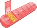 Weekly Pill Organizer 1 Time a Day, Travel Pill Box 7 Day Extra Large Compartments Vitamin Holder, Daily Pill Container 7day XL Medicine Dispenser for Fish Oil Case (Red)
