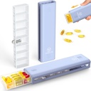 Yaklim 7-Day Pill Organizer Daily: Travel Pill Box Portable Pill Case to Hold Medicine, Supplement, Vitamin, Fish Oil Cute 1-Week Pill Holder for Trip, Office (Purple)