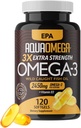Triple Strength Omega 3 Fish Oil Supplements, High EPA Fish Oil Omega 3 Supplements, EPA and DHA Omega3 Fatty Acids with Vitamin D, High Potency Omega3 Supplement, 120 Softgels, Unflavored