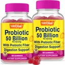 WellYeah (2 Pack 50 Billion Probiotics + Prebiotics for Men and Women Gummies - Digestive Support, Gut Health, Immune Support Gummy - Probiotics for Digestive Health with 12 Strains - 60 Gummies