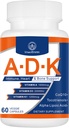 ADK Vitamin Supplement 20000 IU - High Potency Vitamins A, D3 and K1 for Heart, Bone Health and Immune Support Vitamin ADK 60 Capsules