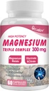 Triple Magnesium Complex Supplement, 300mg Magnesium (Glycinate, Malate & Citrate) Complex for Muscles, Nerves, Bone & Energy | Vegan, Non-GMO | 60 Capsules
