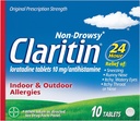 Claritin 24 HR Non Drowsy Allergy Medicine, Loratadine antihistamine tablets, 10 Ct