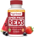 Feel Great Vitamins Superfruit Reds – Antioxidant Superfood with Polyphenols for Anti-Aging & Immune Support – Acai, Mangosteen, Pomegranate, Blueberry & Much More – 60 Capsules
