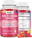 Magnesium Citrate Gummies for Kids - Great Tasting Kids Magnesium Calm Supplement Support Nerve & Bone Health, Strong Muscle for Kids Wellness, Vegan Strawberry Flavor Low-Sugar, 2 Pack-60 Count