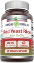 Amazing Formulas Red Yeast Rice 600 Mg Plus Coq10 50 Mg | Veggie Capsules Supplement | Non-GMO | Gluten Free | Made in USA (60 Count)