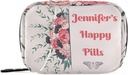 Custom Pill Box 7 Day Pill Case Bag Blossom Flower Personalized Name Travel Pill Organizer Bag with Zipper Portable Weekly Case Compact Size for Vitamin Supplement Holder