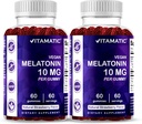Vitamatic Melatonin 10 mg Vegetarian Gummies – Non-Habit Forming – 60 Gummies per Bottle – 2-Pack (Total 120 Vegan Gummies)