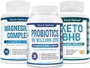 Magnesium Complex Supplement - Citrate, Malate, Taurate, Oxide, Bisglycinate Chelate, Aspartate + Probiotics 60 Billion CFU + Keto BHB Exogenous Ketones Supplement