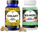Lunakai USA Made Shilajit & Sea Moss Capsules Bundle with Ashwagandha, Black Seed Oil & Rhodiola for Strength & Immune Support, 60ct Each