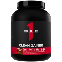 Rule 1 Proteins Clean Gainer - High-Protein Lean Gain Formula with 560 Calories, 30g of Full-Spectrum Protein, Over 90g Carbs, Under 6g of Fat (15 Servings, Chocolate Peanut Butter)