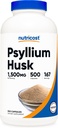 Nutricost Psyllium Husk 1500mg Per Serving, 500 Capsules - Non-GMO & Gluten Free