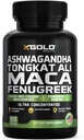 Ashwagandha 5000mg + Tongkat Ali 1000mg + Maca Root 5000mg + Fenugreek 3000mg Supplement | Black + Red + Yellow Maca Root Extract & Fenugreek Herbal Supplements for Men & Women - Made in USA