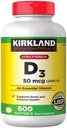 Kirkland Signature Extra Strength D3 50 mcg, 600 Softgels