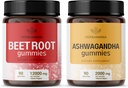 HERBAMAMA Beet Root and Ashwagandha Kit - Bundle of 12000 mg Beet Root with Black Pepper & 2000 mg Ashwagandha Root Gummies - Vegan, Gelatin-Free, Non-GMO