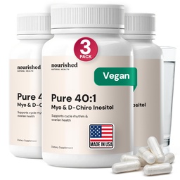 Nourished 40:1 Myo-inositol & D-Chiro Inositol Supplement for Women with Fertility, Skin Health, or Menstrual Cycle Symptoms - Hormone Balance for Women - 360 Capsules