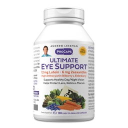 Andrew Lessman Ultimate Eye Support 180 Softgels - 12mg Lutein, 6mg Zeaxanthin, Bilberry, Key Nutrients to Support Eye Health and Promote Healthy Vision. No Additives. Easy to Swallow Softgels