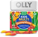 OLLY Kids Multivitamin Gummy Worms, Overall Health and Immune Support, Vitamins and Minerals A, C, D, E, Bs and Zinc, Chewable Supplement, Sour Fruit Punch, 45 Day Supply (70 Count)