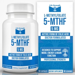 L Methylfolate 5mg | 90 Capsules | Optimized & Highly Bioactive Methyl Folate Supplement | 5-MTHF Supports for Energy, Focus & Mood | Non-GMO, Gluten Free, Vegan | 3 Month Supply