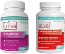 20% Bundle Utiva Cranberry PACs 30 Vegi Capsules Cranberry Supplement for Urinary Tract Health for Women and Men + Utiva D-Mannose 500mg 120 Capsules Naturally Flush The Bladder and Urinary Tract