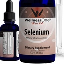 WellnessOne Liquid Selenium Supplement - Ionized Selenium Liquid Drops 70 mcg - Antioxidant, Cardiovascular and Immune Support - USA Tested, Vegan, Non-GMO, Gluten Free, Unflavored - 1.67 fl oz