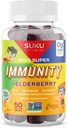 SUKU Vitamins - Kids Super Immunity - Elderberry, Echinacea, Vitamin A and Zinc Gummies for Immune Support - Easy to Chew - Non GMO, Gluten Sugar Free - Pomegranate Lime Gummy Vitamins, 50 Count
