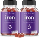 NutraChamps Iron Gummies with Vitamin C, 20mg Iron Blood Cell Formation Support, 120 Gummies for Iron Deficiency & Anemia, Energy, Focus, Immune Boost Pack of 2