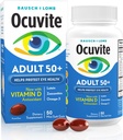 Ocuvite 50+ Eye Vitamin & Mineral Supplement, Multivitamin for Vision & Ocular Health with Omega-3, Zinc, Vitamins C & E, Lutein & Zeaxanthin, Zinc Supplements for Women and Men, 50 Softgels