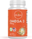 Omega 3 | 1000mg | Fish Oil | Fatty acids | EPA & DHA | Non-GMO | 60 Softgels