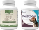 Lignans for Life & K9 Select Pet Care Bundle - HMR Lignans 20mg, 90 Capsules - Melatonin & 3mg, 120 Peanut Butter Flavored Tablets - Multivitamin Dog Wellness Supplement Treats - Medium Size Dog Breed