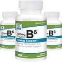 Quality Choice Vitamin B6 100mg 100 Count Bottles of Tablets (3 Pack)