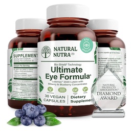Natural Nutra Ultimate Eye Health Supplement - Bilberry & Blueberry Extract Blend for Day and Night Vision Support, Promotes Color Perception & Eye Clarity - Non-GMO, Gluten-Free, Vegan - 30 Capsules