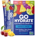 GoHydrate Instant Hydration Powder Packets - Low Sodium Electrolytes Drink Mix - Natural Hydration Support, Sugar Free Electrolyte Flavored Powder Drink with Vitamin D, 10 Packs, Mixed