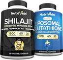 Nutrivein Premium Shilajit Capsules & Liposomal Glutathione Supplement Bundle: High-Absorption Glutathione Liposomal & Shilajit Capsules for Men & Women - Liver, Detox, & Vitality