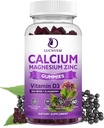 Sugar Free Calcium Magnesium Zinc Gummies with Elderberry and Sea Moss, Calcium Magnesium 2:1, Magnesium Glycinate, Potassium and Vitamin D3 for Bones, Muscles, Calm Mood & Sleep Support, 60 Gummies