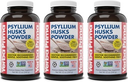 Yerba Prima Psyllium Husks Powder - 12 oz (Pack of 3) - Natural Fiber Supplement - Colon Cleansing - Vegan, Non-GMO, Gluten-Free (New Label - Packaging May Vary)