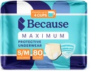 Because Premium Maximum Plus Adult Incontinence and Postpartum Bladder Leak Underwear for Women, Maximum Absorbency, Disposable, Beige, Small/Medium, 80 Count (4 Packs of 20)