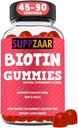 Vegan Biotin Gummies - Vitamins for Hair Growth for Women & Men - Hair Skin and Nails Vitamins - Strawberry Flavor Gummy Vitamins - Non-GMO, Gelatin & Gluten-Free, 90 Gummies - SUPPZAAR