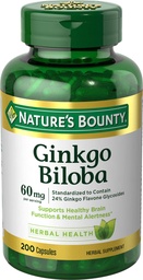 Nature's Bounty Ginkgo Biloba Capsule 60 Mg, 200 Count