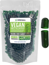 XPRS Nutra Size 00 Empty Capsules - 500 Count Empty Vegan Capsules - Vegetarian Empty Pills - DIY Vegetable Capsule Filling- Veggie Pill Caps (Forest Green)