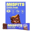 Misfits Vegan Protein Bars, Cookie Dough - Updated Recipe | Plant Based, Low Sugar & Carb, High Fiber Snacks | Pack of 15